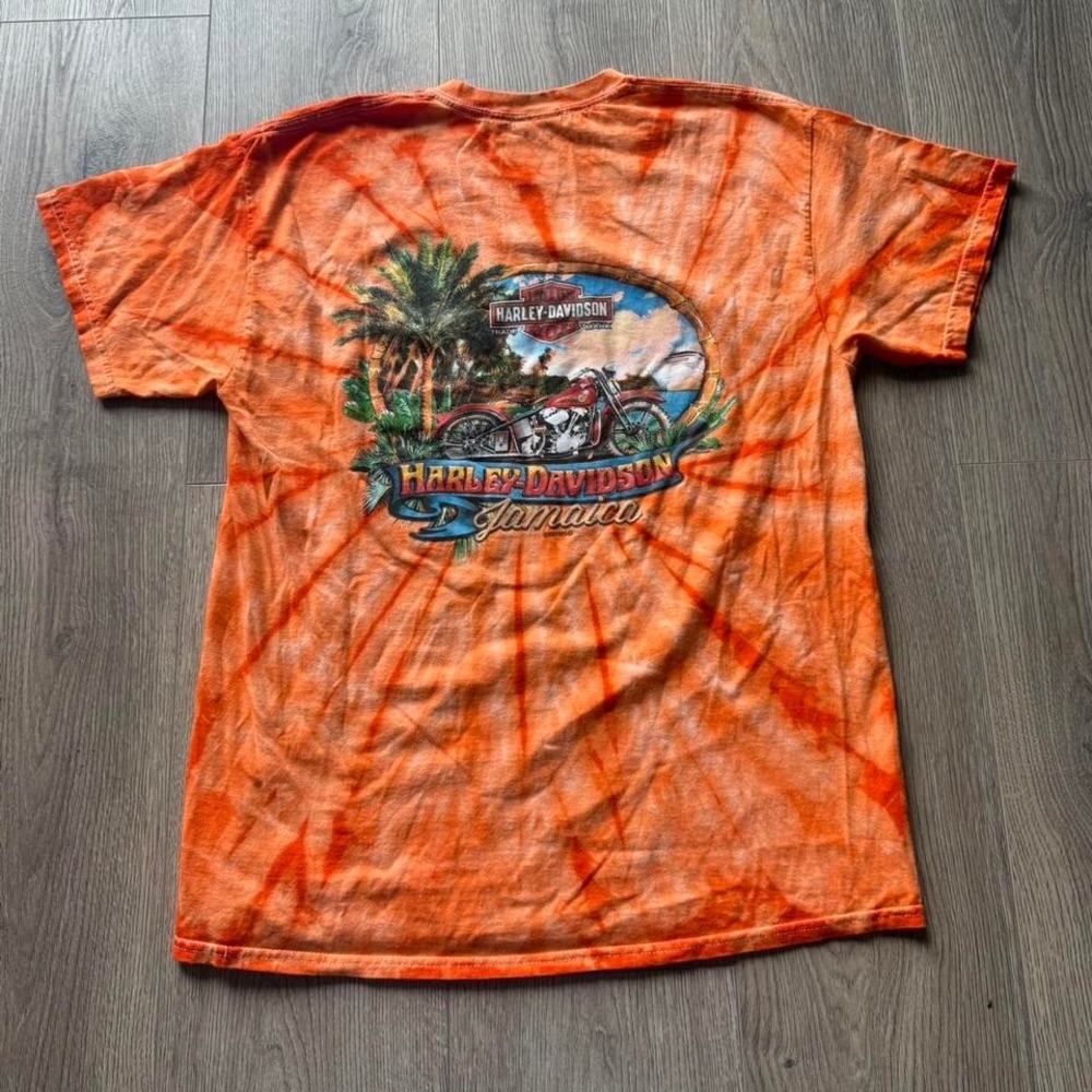 Harley Davidson Jamaica Tie‎ Dye Graphic Biker T Shirt Dealer Tee Size L